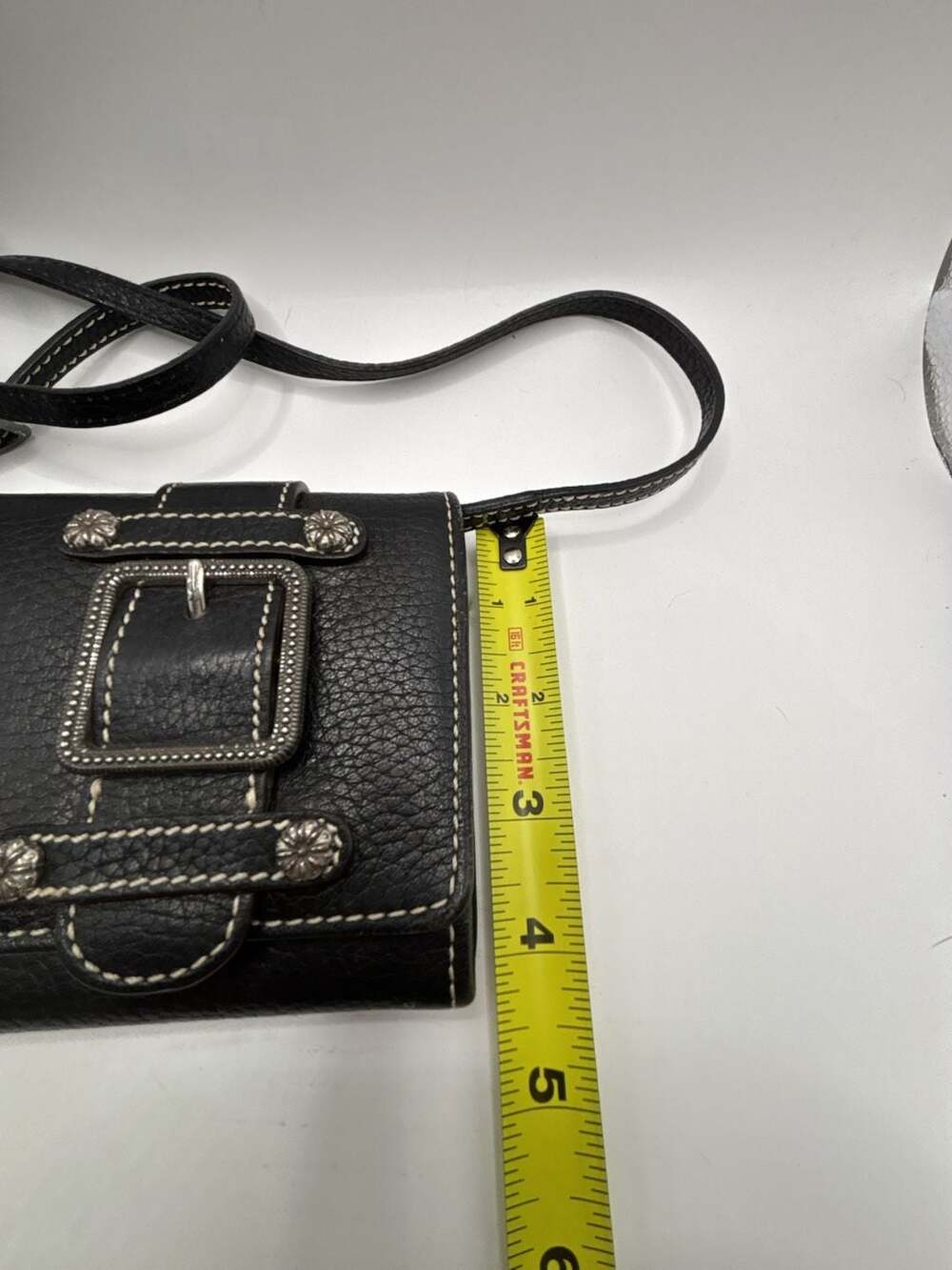 Brighton Black Pebbled Leather Organizer Wallet with Buckle Accents and Strap - Picture 7 of 7